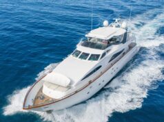 Amazing Benefits of Reupholstering a Boat Every Owner Should Know White luxury motor yacht cruising through deep blue ocean, creating a frothy wake.